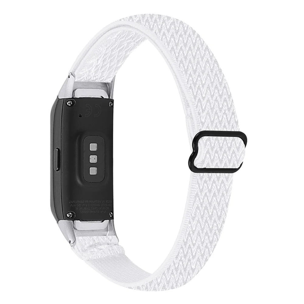 Adjustable Nylon Sport Loop Watch Band Braided Weave Replacement Strap for Samsung Galaxy Fit R375 - White - 1