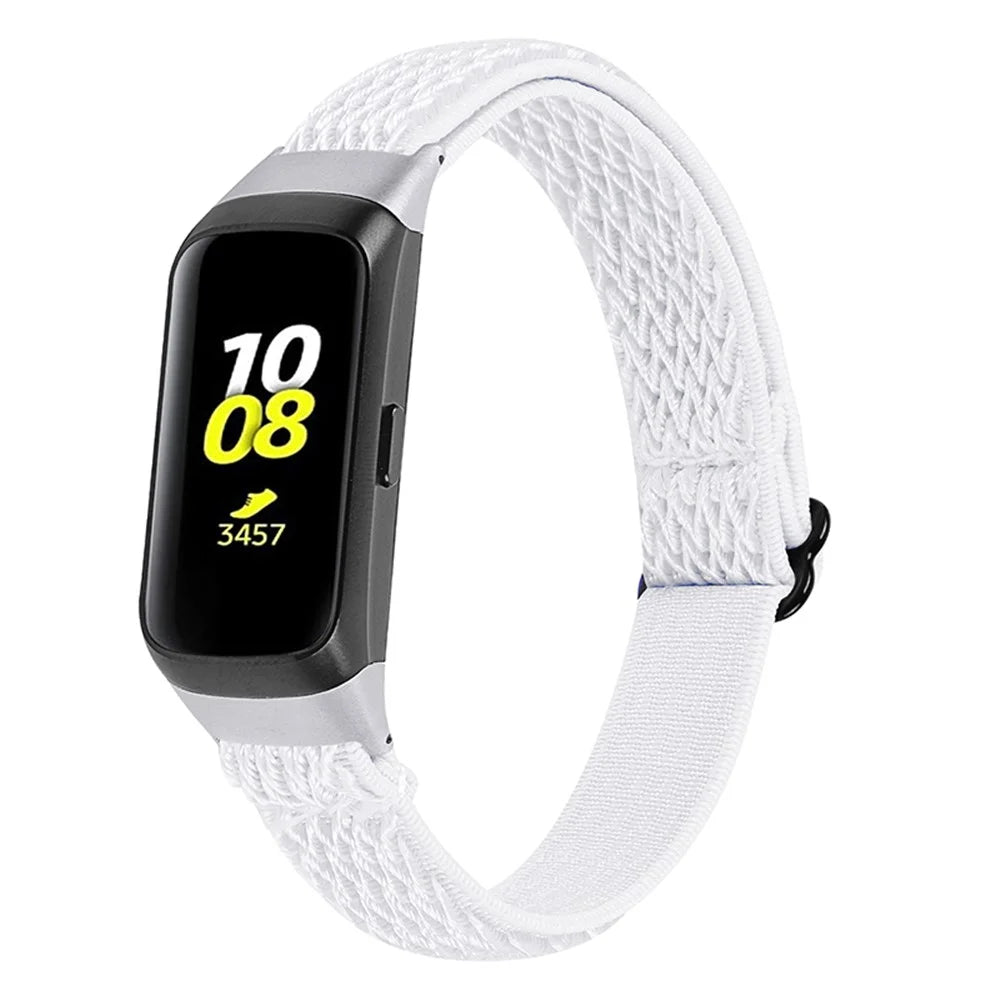 Adjustable Nylon Sport Loop Watch Band Braided Weave Replacement Strap for Samsung Galaxy Fit R375 - White - 2