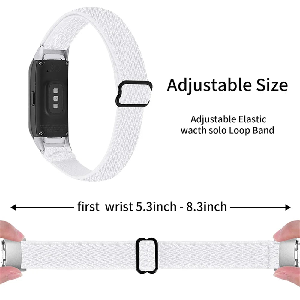 Adjustable Nylon Sport Loop Watch Band Braided Weave Replacement Strap for Samsung Galaxy Fit R375 - White - 3