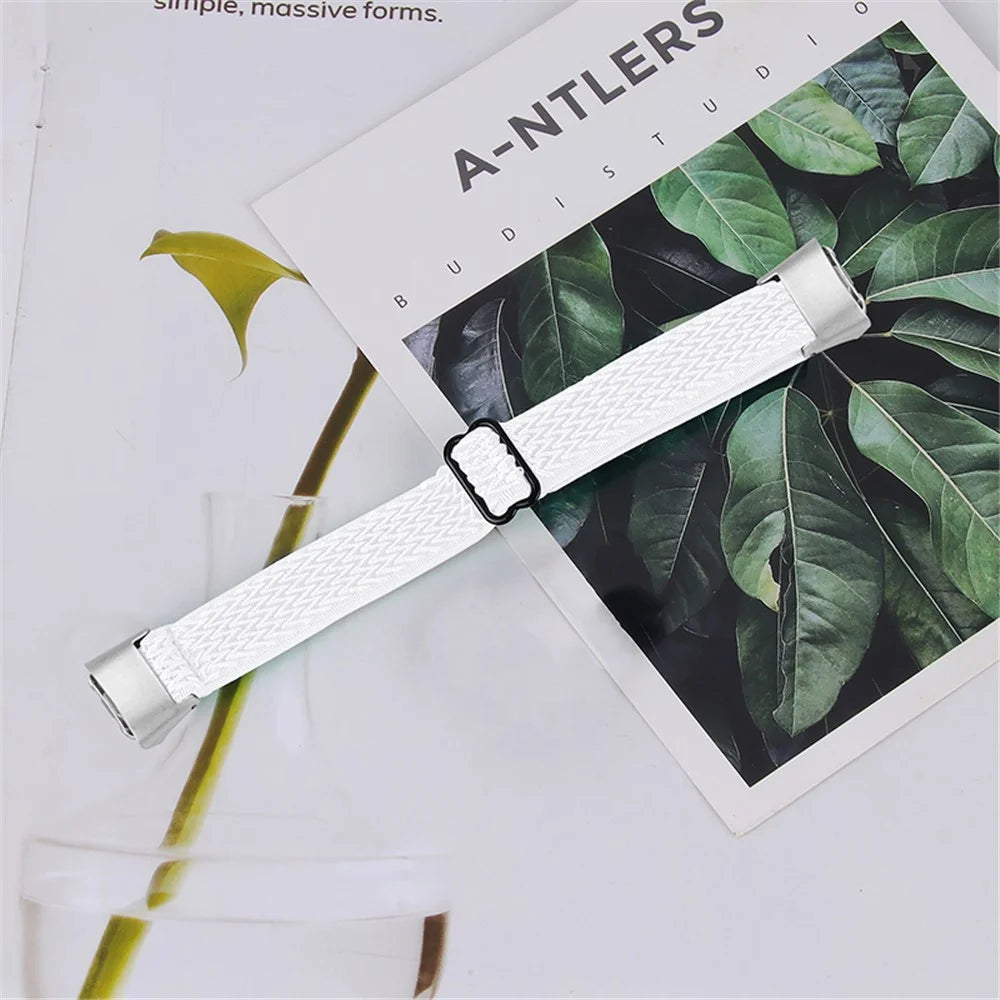 Adjustable Nylon Sport Loop Watch Band Braided Weave Replacement Strap for Samsung Galaxy Fit R375 - White - 5