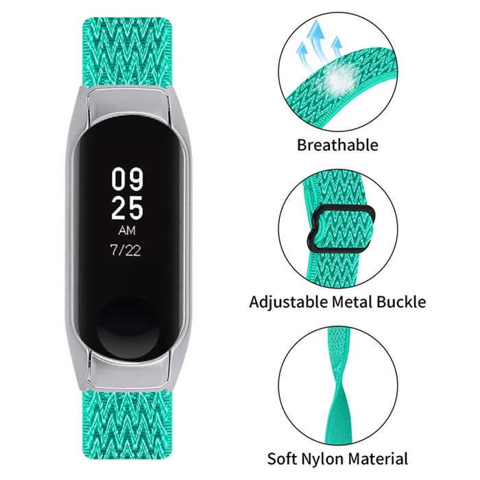 Nylon Watch Band Replacement Adjustable Braided Elastic Sport Loop Strap for Xiaomi Mi Band 5 - Mint Green - 4