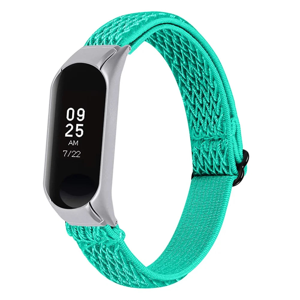 Braided Nylon Strap Watch Band Adjustable Elastic Solo Sports Loop Bracelet for Xiaomi Mi Band 4 / 3 - Mint Green - 2