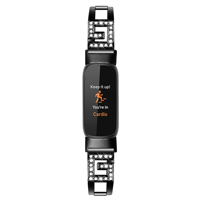 G-shape Rhinestones Decor Zinc Alloy Replacement Watch Band Wrist Strap for Fitbit Luxe - Black - 2
