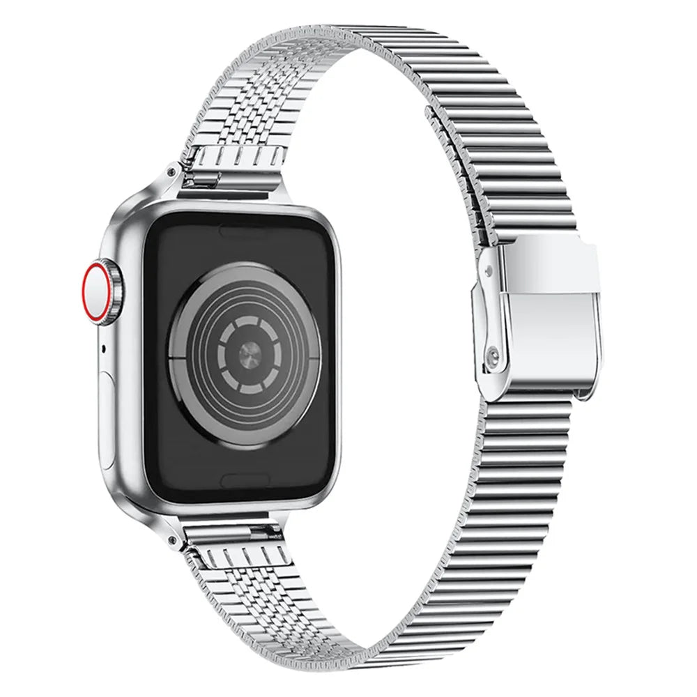 Luxurious Stainless Steel Metal Strap Replacement Band for Apple Watch Ultra 3 2 1 49mm / Series 11 10 46mm / 9 8 7 45mm / SE3 SE2 SE 6 5 4 44mm / 3 2 1 42mm - Silver - 1