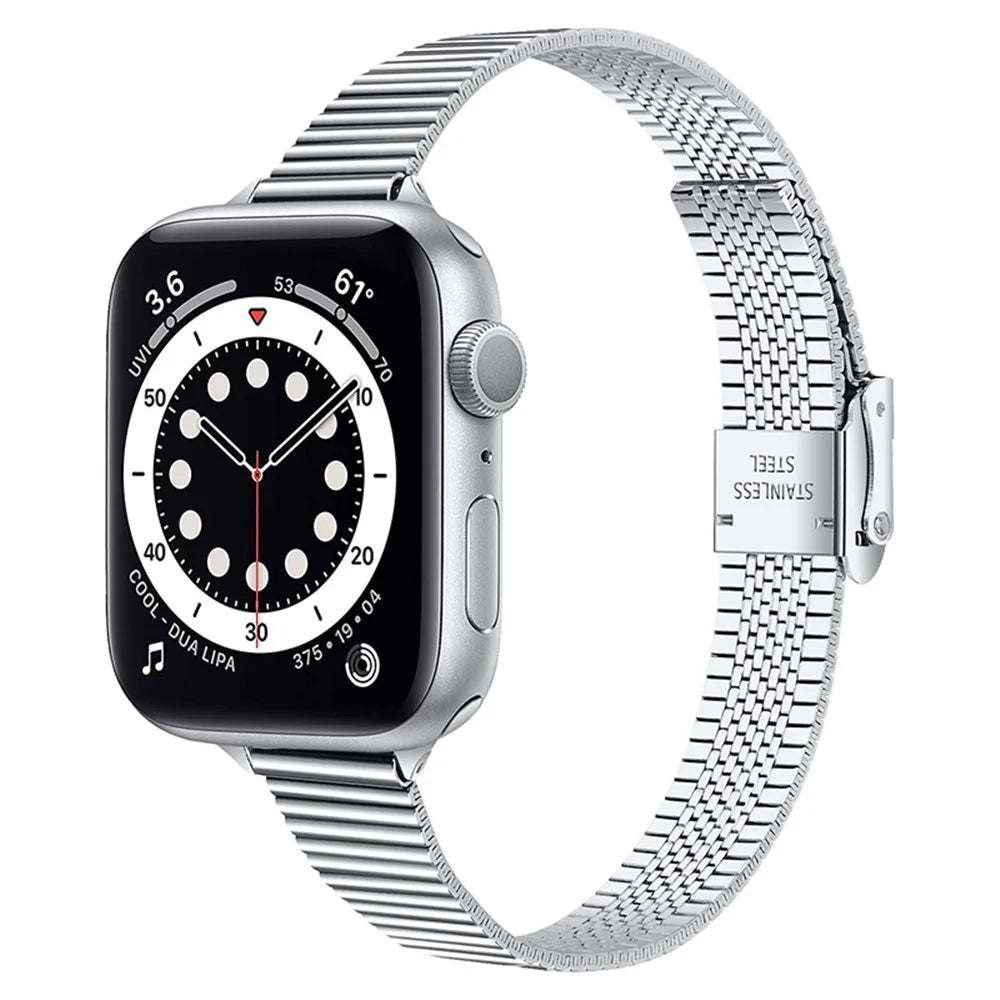 Luxurious Stainless Steel Metal Strap Replacement Band for Apple Watch Ultra 3 2 1 49mm / Series 11 10 46mm / 9 8 7 45mm / SE3 SE2 SE 6 5 4 44mm / 3 2 1 42mm - Silver - 2