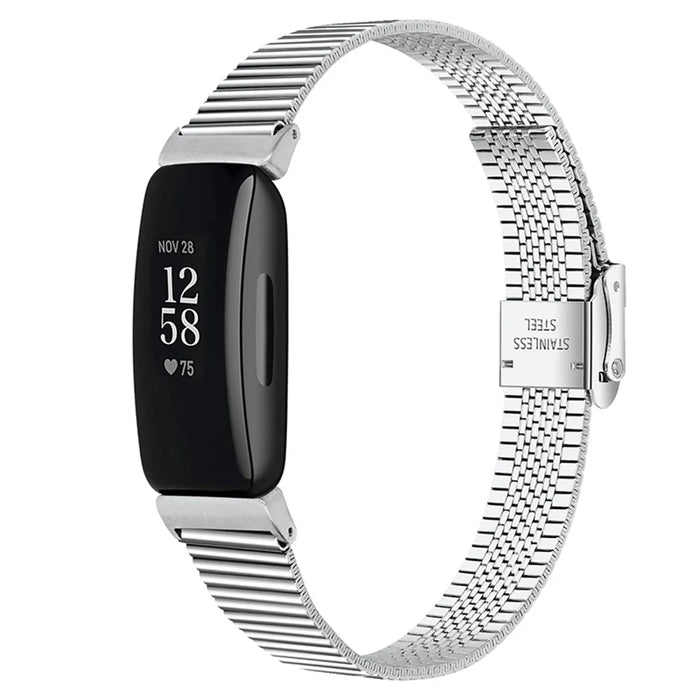 Stainless Steel Replacement Watch Band Wrist Strap for Fitbit Inspire 2 - Silver - 2