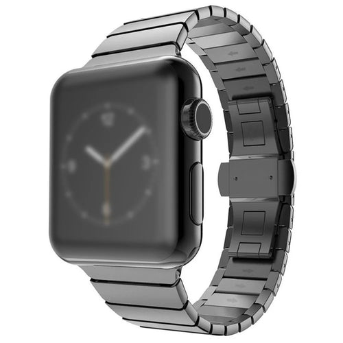 For Apple Watch Series 8 / 7 41mm Stainless Steel Watch Band Metal Strap Replacement with Butterfly Buckle - Black - 1