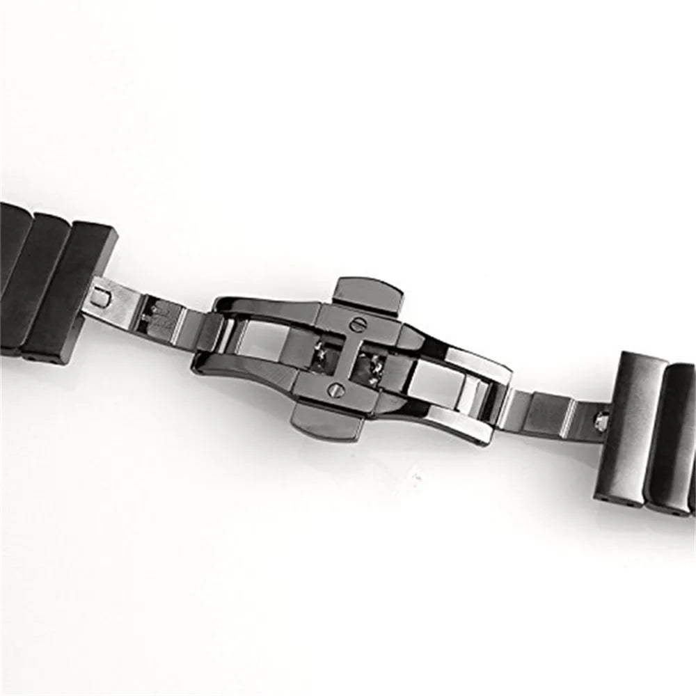 For Apple Watch Series 8 / 7 41mm Stainless Steel Watch Band Metal Strap Replacement with Butterfly Buckle - Black - 7