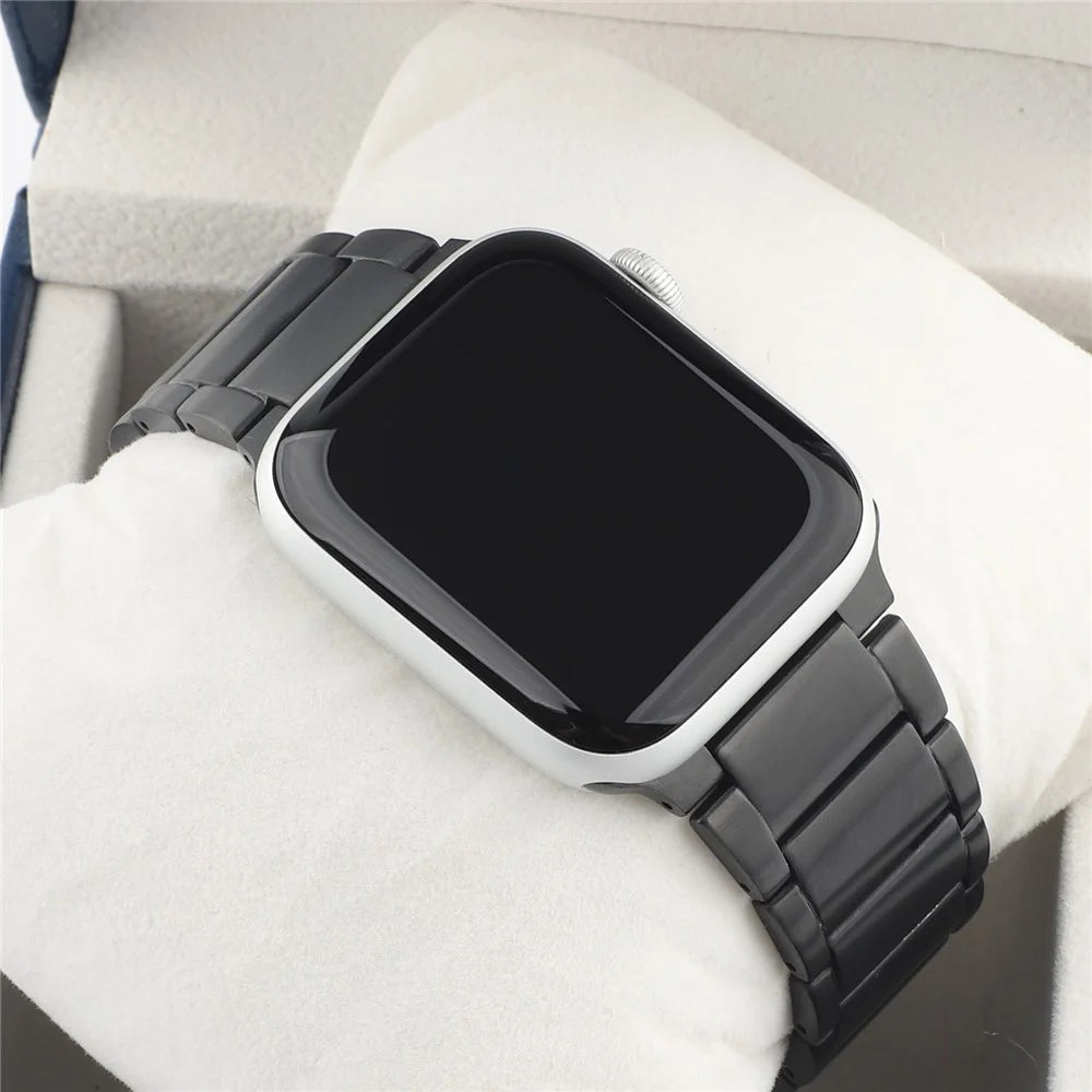 One Bead Titanium Steel Wrist Strap Adjustable Watchband Replacement for Apple Watch Series 11 10 42mm / 9 8 7 41mm / SE3 SE2 SE 6 5 4 40mm / 3 2 1 38mm - Black - 4
