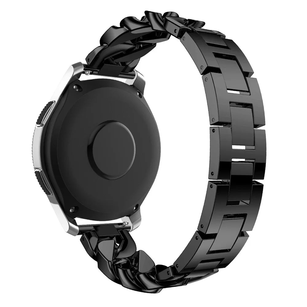22mm Replacement Single Row Stainless Steel Watch Band Strap with Diamond for Garmin Vivoactive 4/Venu 2 - Black - 1