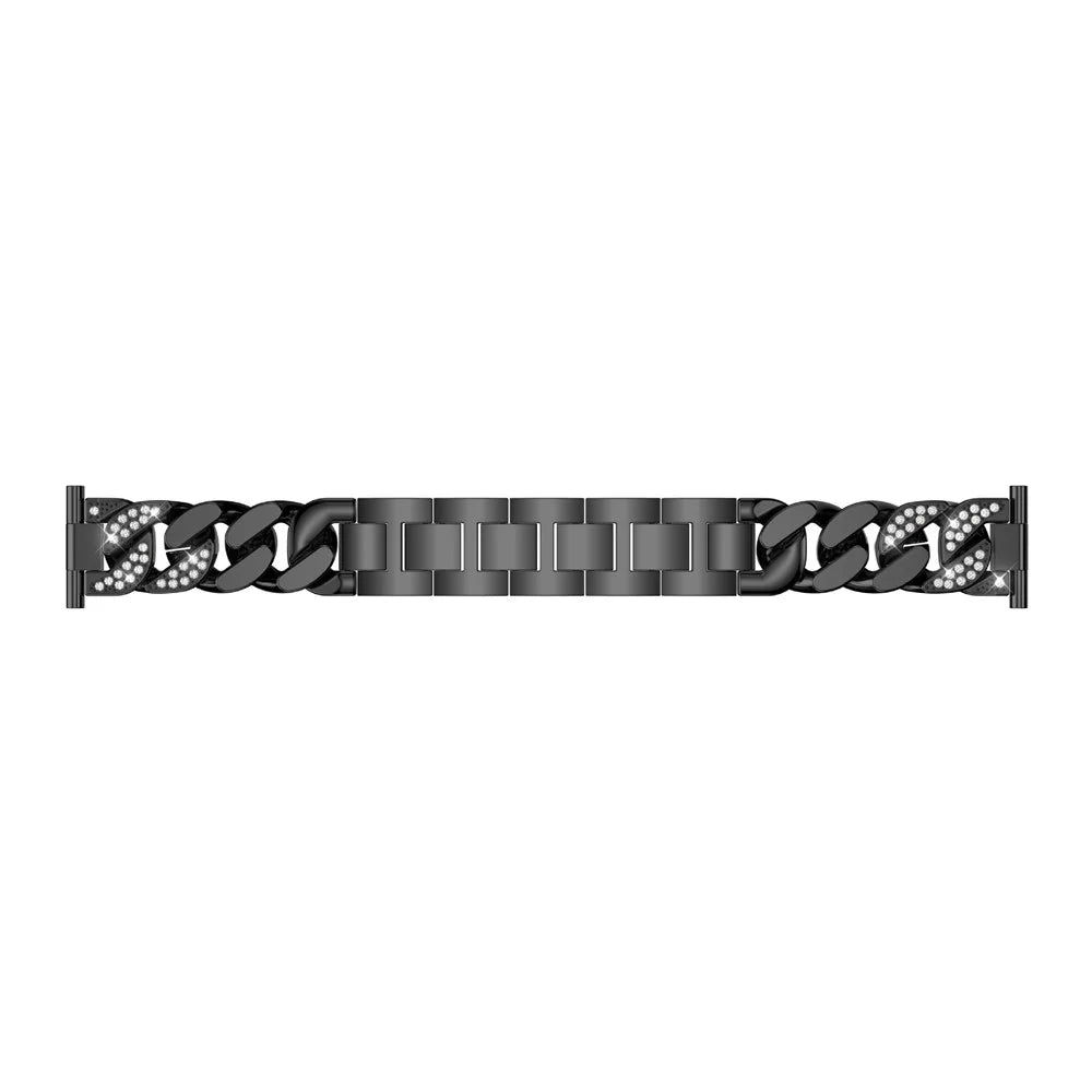 22mm Replacement Single Row Stainless Steel Watch Band Strap with Diamond for Garmin Vivoactive 4/Venu 2 - Black - 5