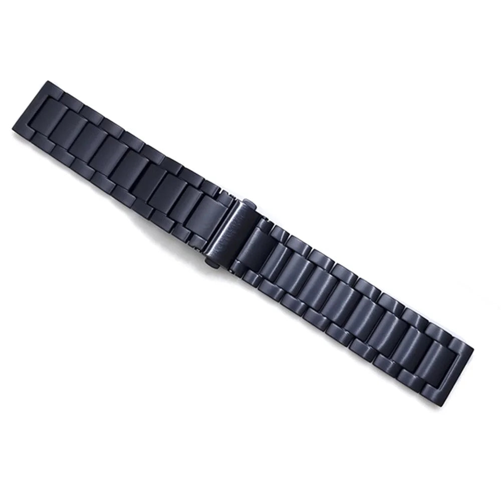 22mm Watch Strap for Suunto 9 Peak / Haylou RT / RS3 Titanium Alloy 3 Beads Flat Buckle Wrist Band - Black - 1
