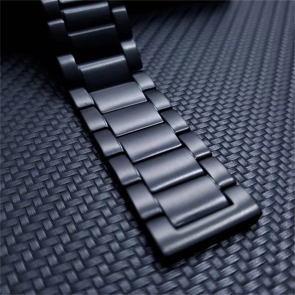 22mm Watch Strap for Suunto 9 Peak / Haylou RT / RS3 Titanium Alloy 3 Beads Flat Buckle Wrist Band - Black - 2