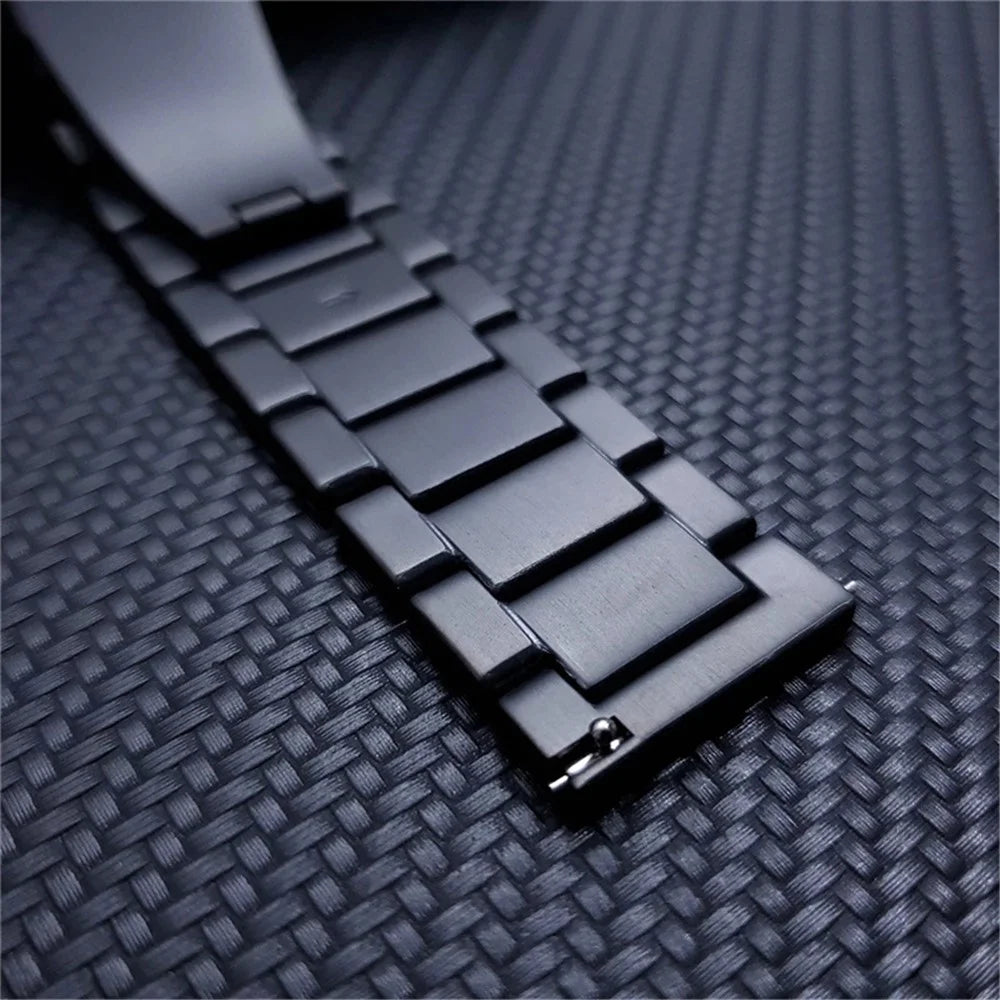 22mm Watch Strap for Suunto 9 Peak / Haylou RT / RS3 Titanium Alloy 3 Beads Flat Buckle Wrist Band - Black - 3