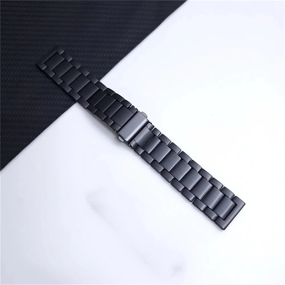 22mm Watch Strap for Suunto 9 Peak / Haylou RT / RS3 Titanium Alloy 3 Beads Flat Buckle Wrist Band - Black - 4
