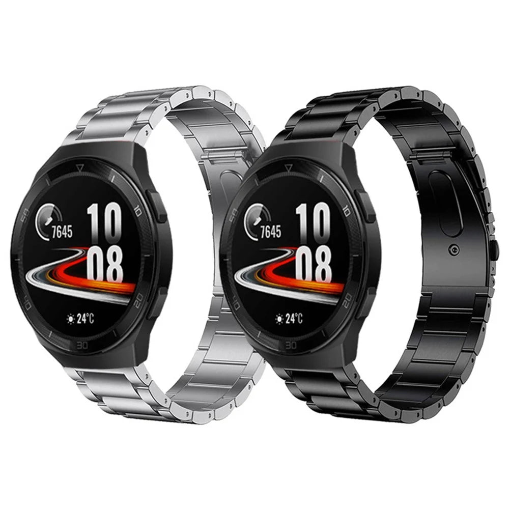 22mm Watch Strap for Suunto 9 Peak / Haylou RT / RS3 Titanium Alloy 3 Beads Flat Buckle Wrist Band - Black - 6