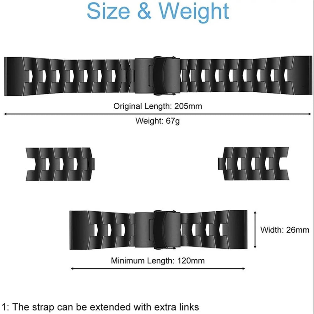 26mm Titanium Metal Quick Release Easy Fit Watch Band Replacement Strap for Garmin Fenix 6X / Fenix 3 / Fenix 3 HR / Fenix 5X - Black - 3
