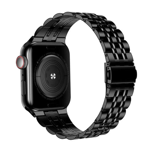 Solid Stainless Steel Watch Band 7-Beads Watch Strap Bracelet for Apple Watch Ultra 3 2 1 49mm / Series 11 10 46mm / 9 8 7 45mm / SE3 SE2 SE 6 5 4 44mm / 3 2 1 42mm - Black - 1