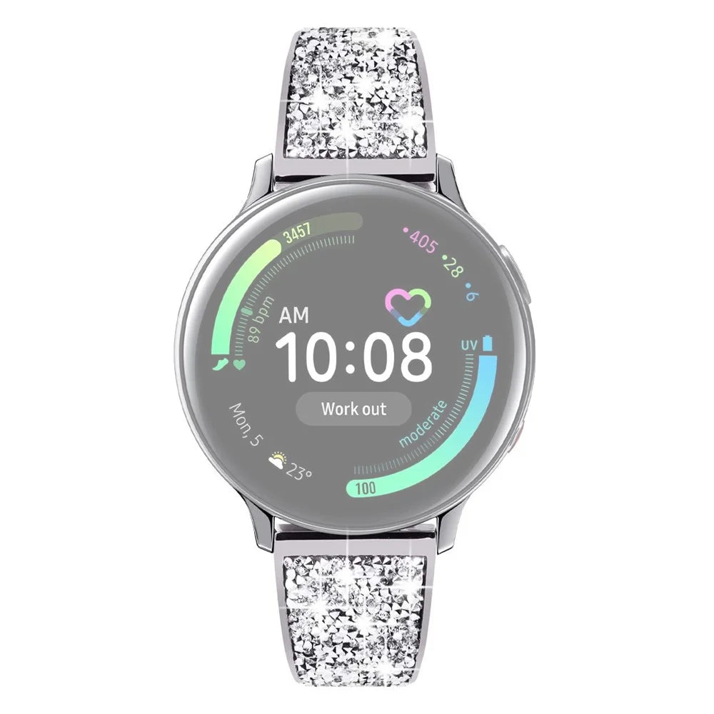 20mm Stainless Steel Metal Band Glitter Strap Wristband for Samsung Galaxy Watch 42mm 46mm / Galaxy Watch4 Classic 42mm 46mm / Garmin Venu / Suunto 3 Fitness - Silver - 1