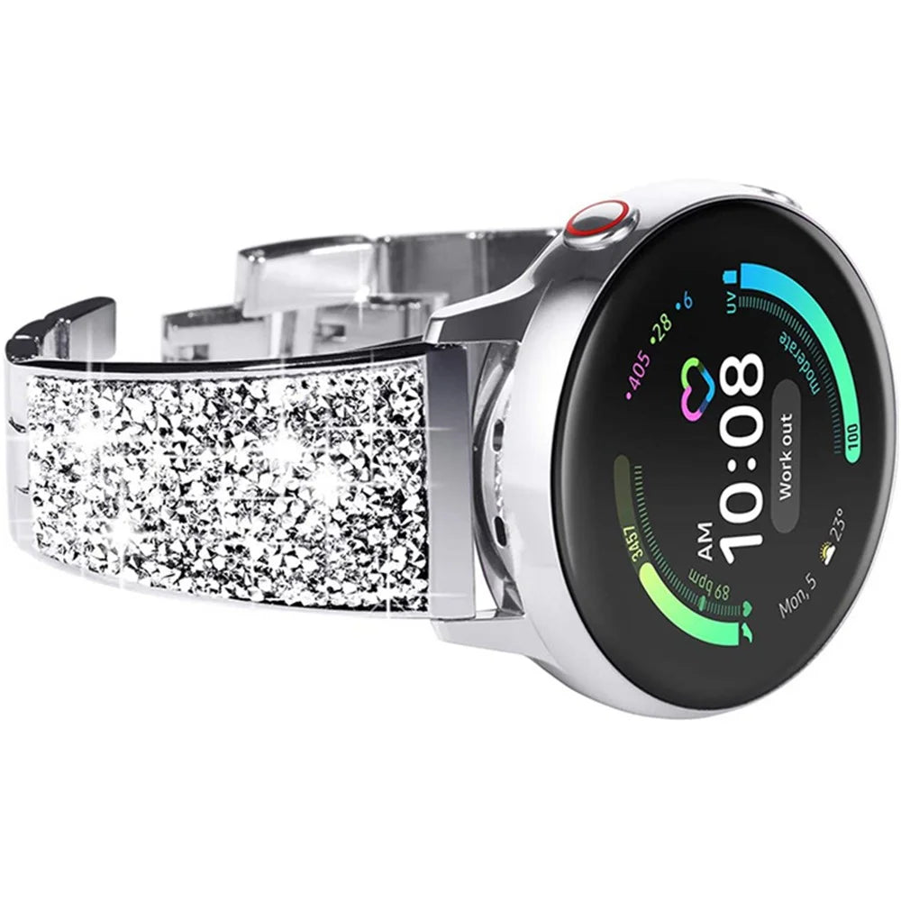 20mm Stainless Steel Metal Band Glitter Strap Wristband for Samsung Galaxy Watch 42mm 46mm / Galaxy Watch4 Classic 42mm 46mm / Garmin Venu / Suunto 3 Fitness - Silver - 2