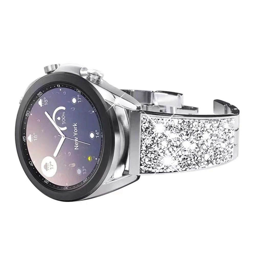 20mm Stainless Steel Metal Band Glitter Strap Wristband for Samsung Galaxy Watch 42mm 46mm / Galaxy Watch4 Classic 42mm 46mm / Garmin Venu / Suunto 3 Fitness - Silver - 3
