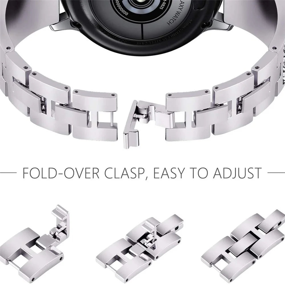 20mm Stainless Steel Metal Band Glitter Strap Wristband for Samsung Galaxy Watch 42mm 46mm / Galaxy Watch4 Classic 42mm 46mm / Garmin Venu / Suunto 3 Fitness - Silver - 5