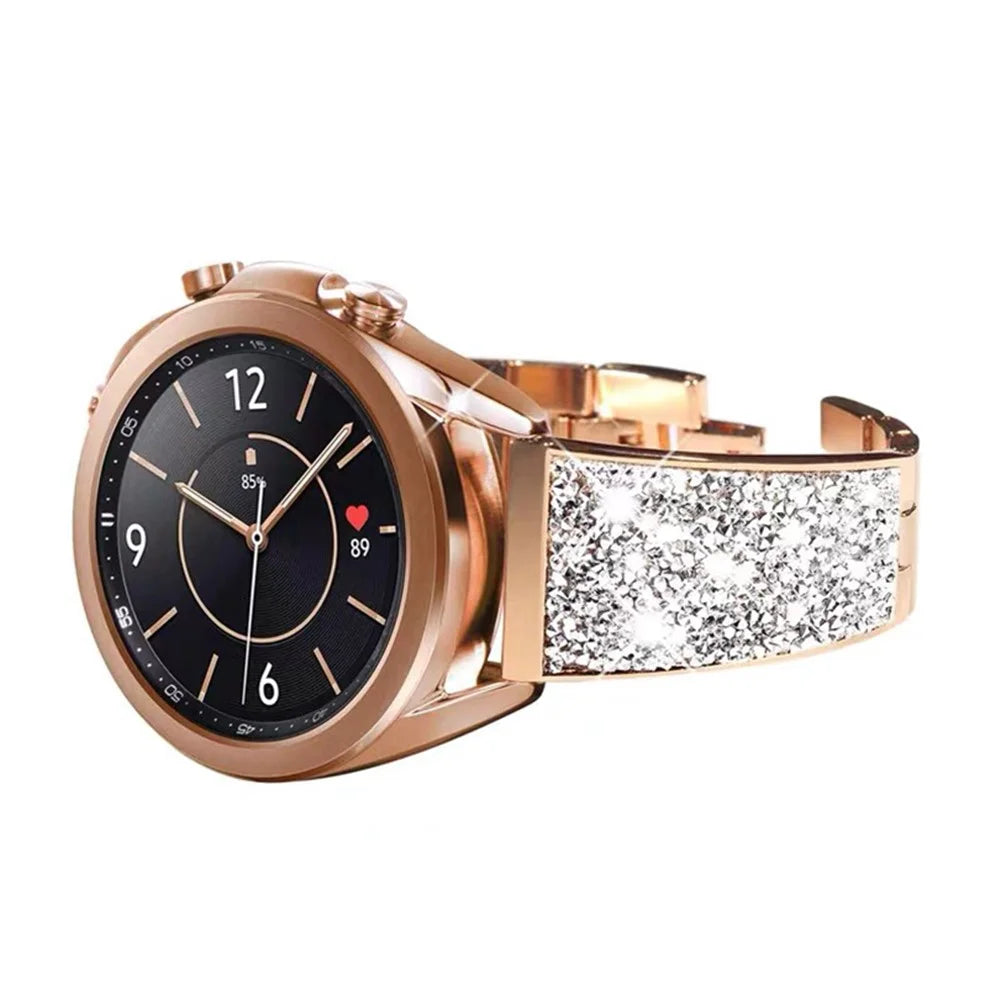 22mm Stainless Steel Strap Sparkle Bling Glitter Band for Samsung Galaxy Watch3 45mm / Gear S3 Frontier / Suunto 9 Peak - Rose Gold - 2
