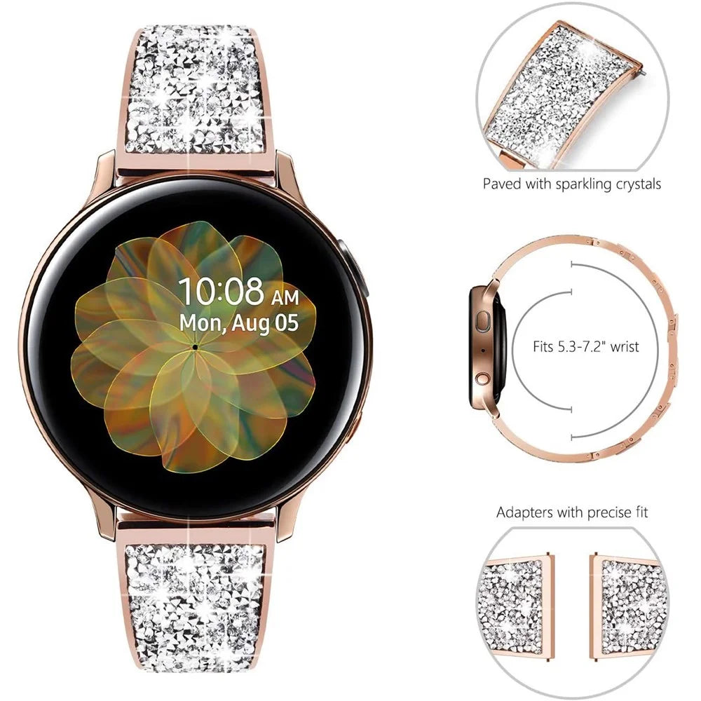 22mm Stainless Steel Strap Sparkle Bling Glitter Band for Samsung Galaxy Watch3 45mm / Gear S3 Frontier / Suunto 9 Peak - Rose Gold - 3