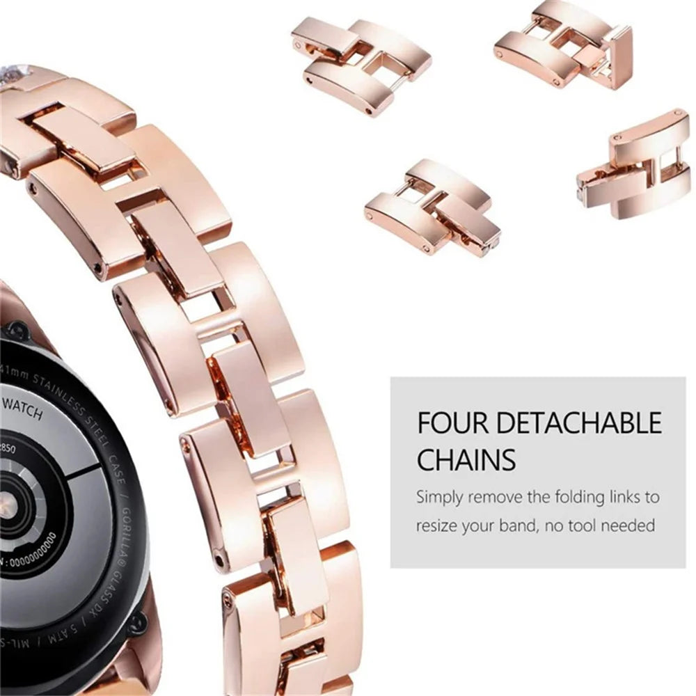 22mm Stainless Steel Strap Sparkle Bling Glitter Band for Samsung Galaxy Watch3 45mm / Gear S3 Frontier / Suunto 9 Peak - Rose Gold - 4