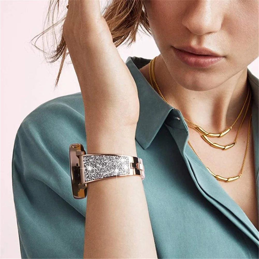 22mm Stainless Steel Strap Sparkle Bling Glitter Band for Samsung Galaxy Watch3 45mm / Gear S3 Frontier / Suunto 9 Peak - Rose Gold - 5