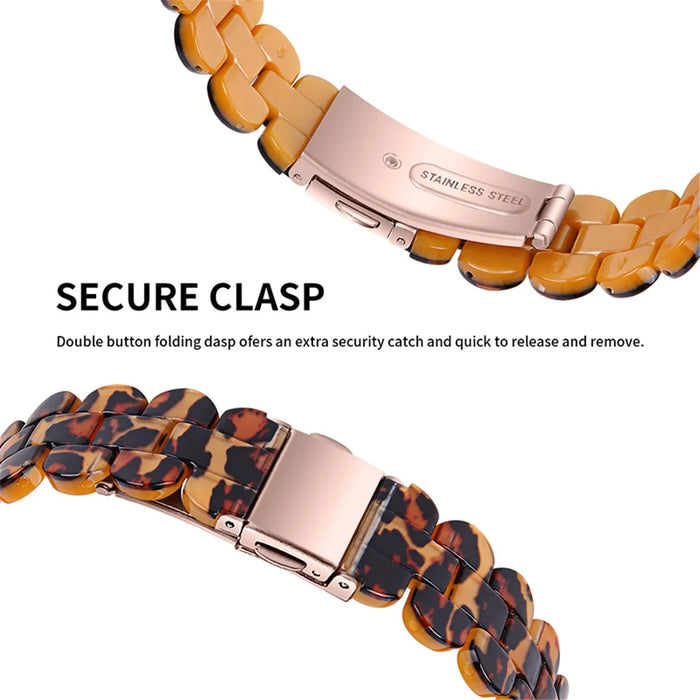 Stylish Replacement Oval Resin Smart Watch Band Wrist Strap with Stainless Steel Buckle for Fitbit Luxe - Leopard Print - 4