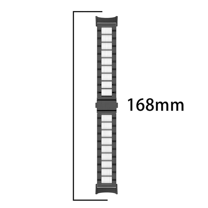 For Fitbit Charge 6 / 5 Stainless Steel Smart Watch Band Wrist Strap with Tool Replacement - Black / Red / Black - 3