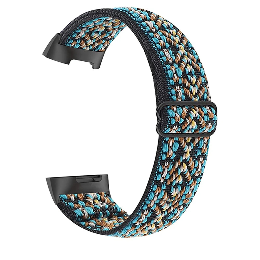 Elastic Nylon Smart Watch Band Adjustable Wrist Strap for Fitbit Charge 5 - Brown - 1