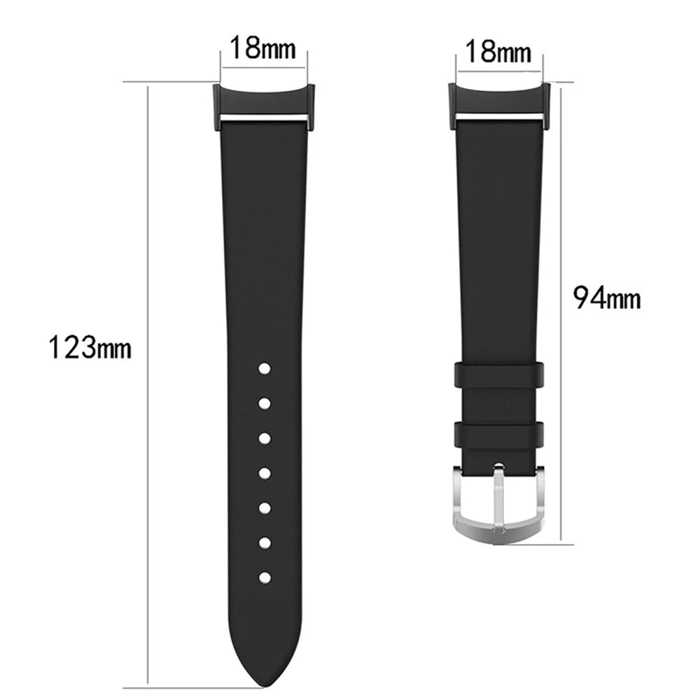 Quick Release Genuine Leather Smart Watch Band Wrist Strap for Fitbit Charge 5 - Dark Blue - 3