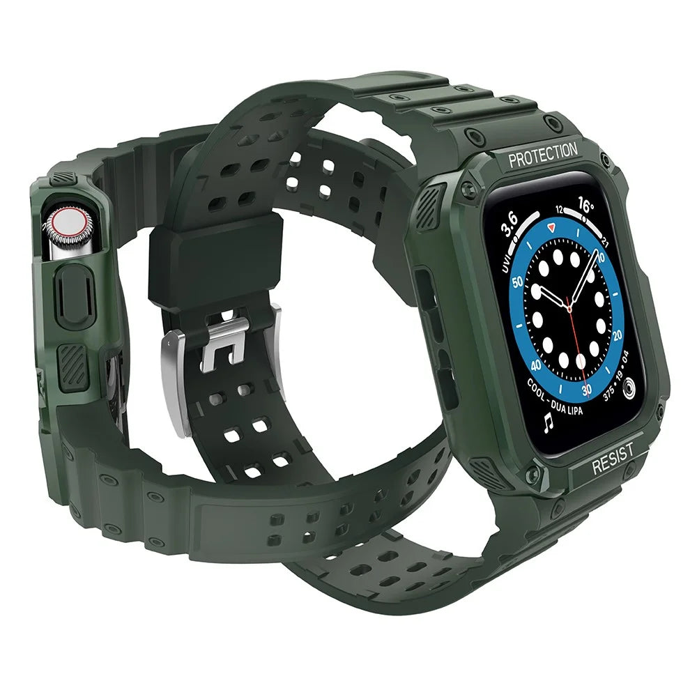 Electroplating One-Piece Soft TPU Smart Watch Replacement Strap for Apple Watch Series 11 10 42mm / 9 8 7 41mm / SE3 SE2 SE 6 5 4 40mm / 3 2 1 38mm - Midnight Green / Green - 2