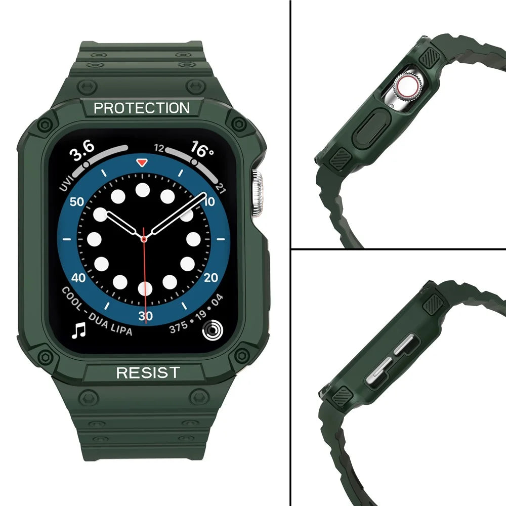 Electroplating One-Piece Soft TPU Smart Watch Replacement Strap for Apple Watch Series 11 10 42mm / 9 8 7 41mm / SE3 SE2 SE 6 5 4 40mm / 3 2 1 38mm - Midnight Green / Green - 5