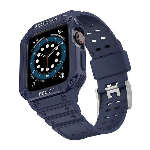 Electroplating One-piece Soft TPU Watch Band Replacement Wrist Strap for Apple Watch Series 6 / SE 44mm / SE (2022) 44mm / 5 / 4 44mm / 1 / 2 / 3 42mm / 7 45mm - Dark Blue / Blue - 1