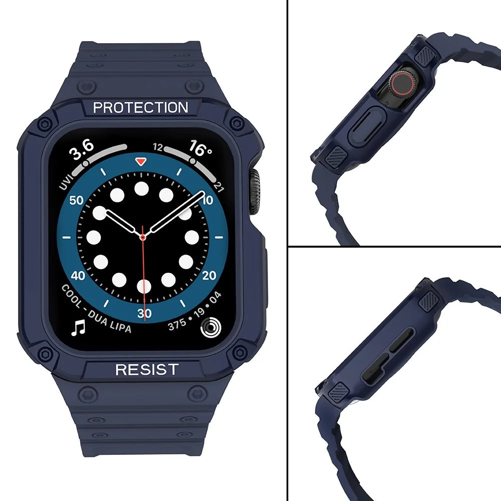 Electroplating One-piece Soft TPU Watch Band Replacement Wrist Strap for Apple Watch Series 6 / SE 44mm / SE (2022) 44mm / 5 / 4 44mm / 1 / 2 / 3 42mm / 7 45mm - Dark Blue / Blue - 5