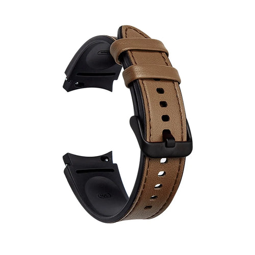 20mm Adjustable Leather Watch Band Strap for Samsung Galaxy Watch6 40mm 44mm / Watch6 Classic 43mm 47mm / Watch 5 40mm 44mm / 5 Pro 45mm / Watch4 40mm 44mm - Brown - 1