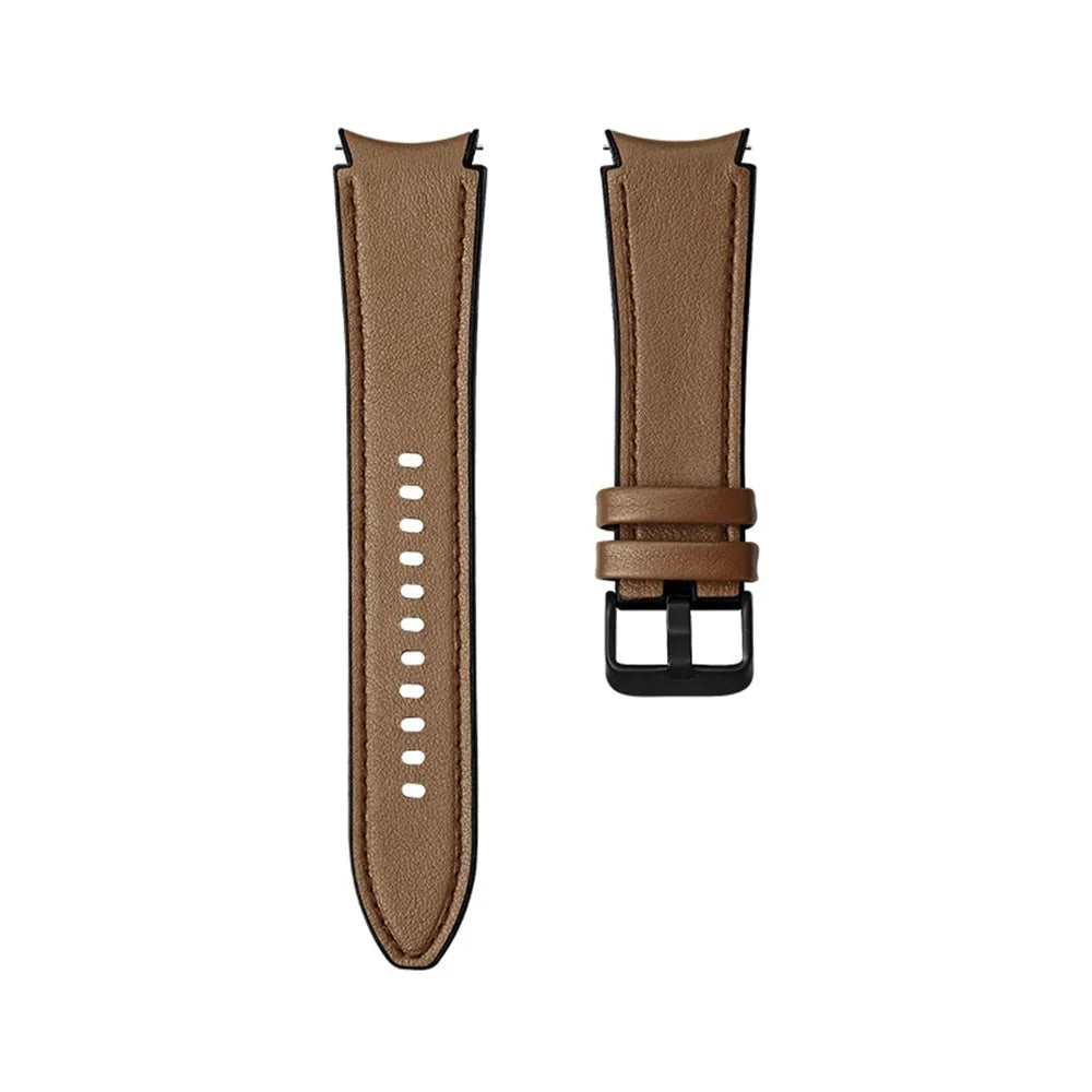 20mm Adjustable Leather Watch Band Strap for Samsung Galaxy Watch6 40mm 44mm / Watch6 Classic 43mm 47mm / Watch 5 40mm 44mm / 5 Pro 45mm / Watch4 40mm 44mm - Brown - 2