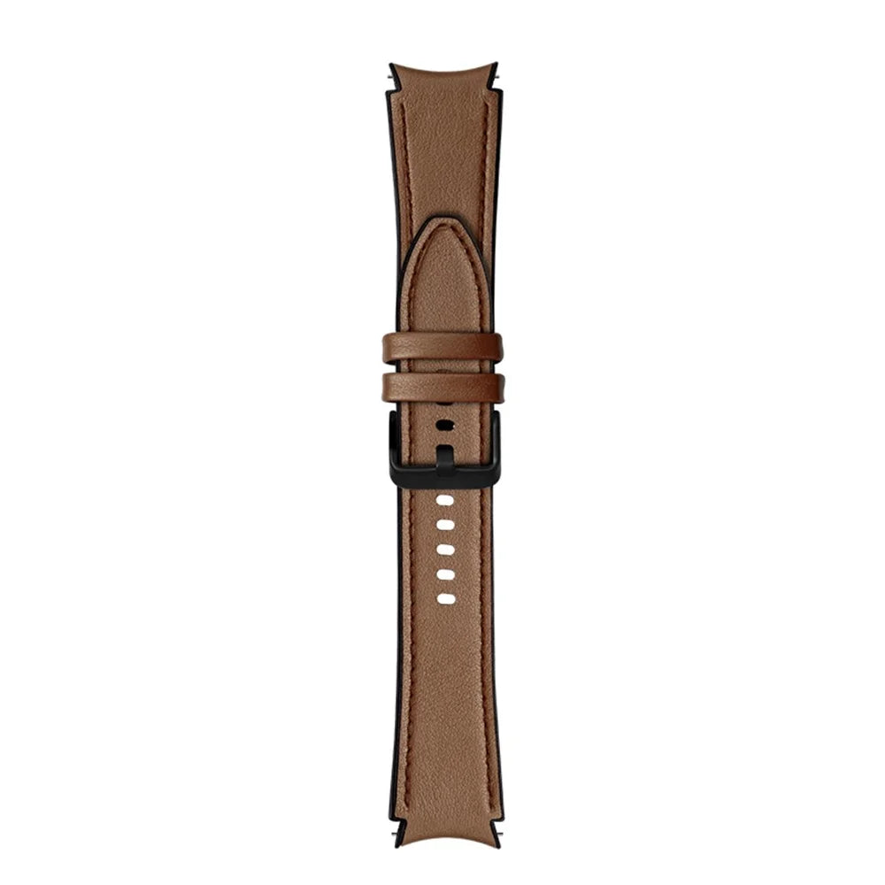 20mm Adjustable Leather Watch Band Strap for Samsung Galaxy Watch6 40mm 44mm / Watch6 Classic 43mm 47mm / Watch 5 40mm 44mm / 5 Pro 45mm / Watch4 40mm 44mm - Brown - 3