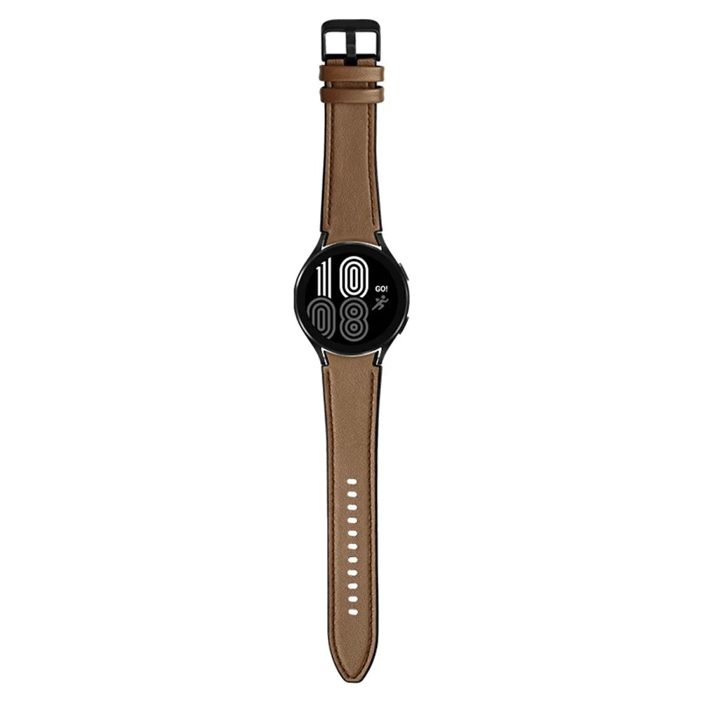 20mm Adjustable Leather Watch Band Strap for Samsung Galaxy Watch6 40mm 44mm / Watch6 Classic 43mm 47mm / Watch 5 40mm 44mm / 5 Pro 45mm / Watch4 40mm 44mm - Brown - 4