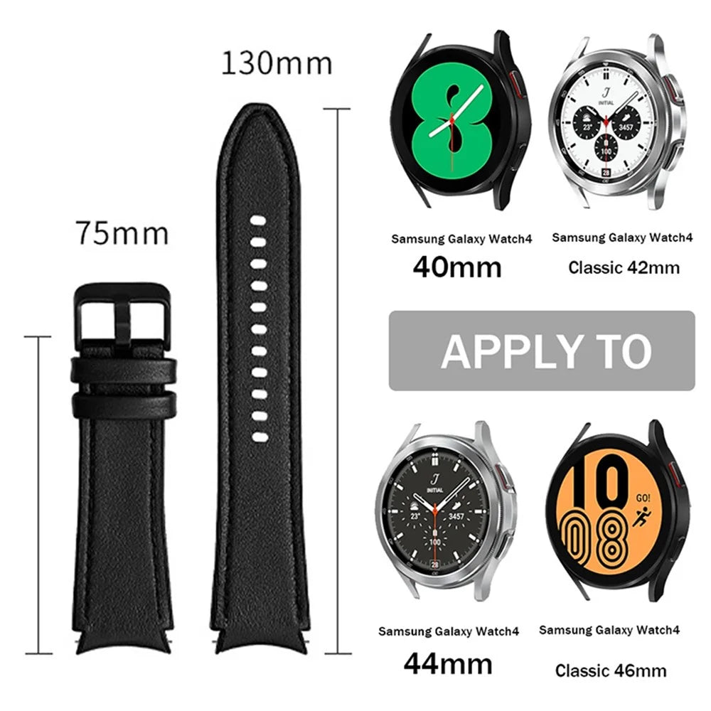 20mm Adjustable Leather Watch Band Strap for Samsung Galaxy Watch6 40mm 44mm / Watch6 Classic 43mm 47mm / Watch 5 40mm 44mm / 5 Pro 45mm / Watch4 40mm 44mm - Brown - 7