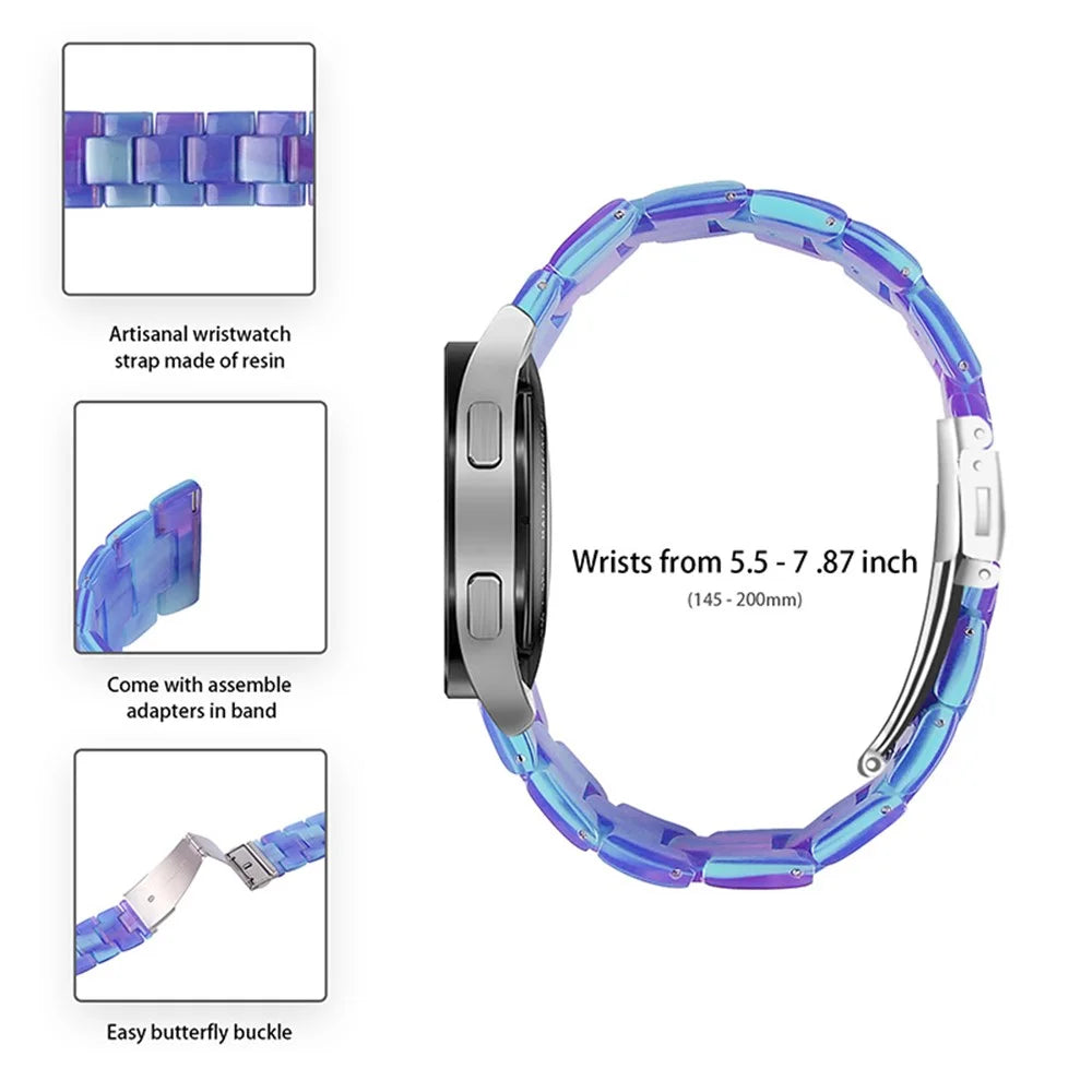 Resin Watch Band Stainless Steel Buckle Strap Bracelet for Samsung Galaxy Watch4 Classic 42mm / 46mm - Blue Phantom - 5