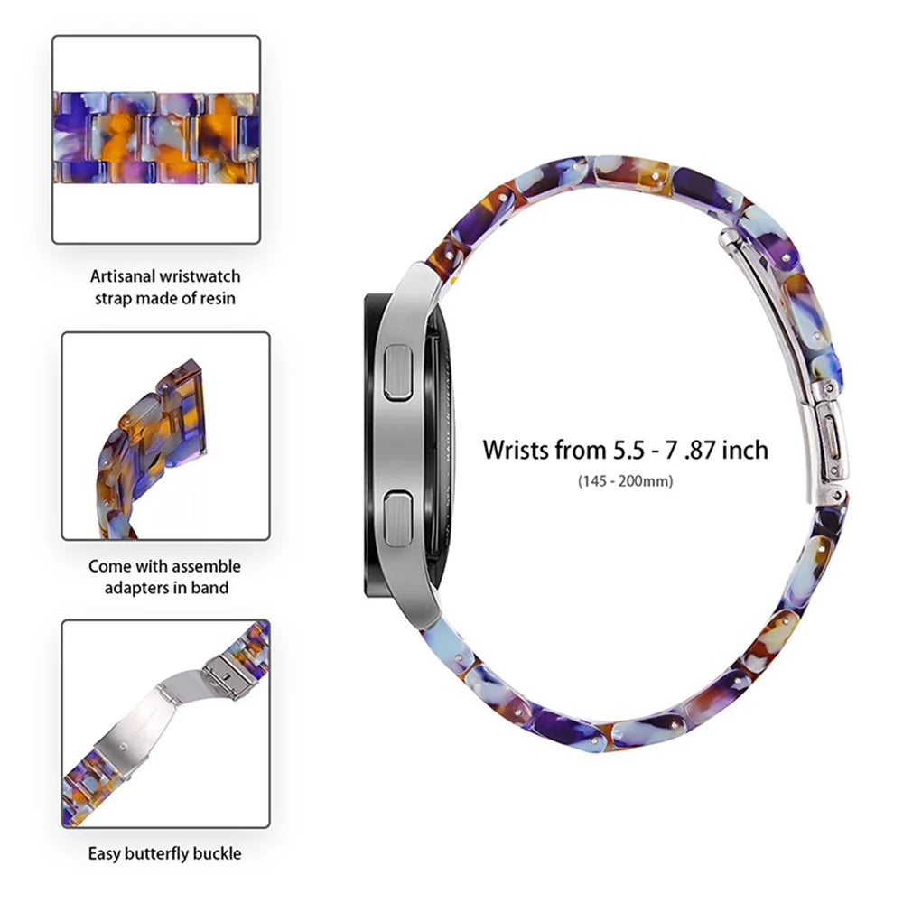 Resin Watch Band Bracelet Replacement for Samsung Galaxy Watch6 40mm 44mm / Watch6 Classic 43mm 47mm / Watch 5 40mm 44mm / 5 Pro 45mm / Watch4 40mm 44mm - Blue Ocean - 5