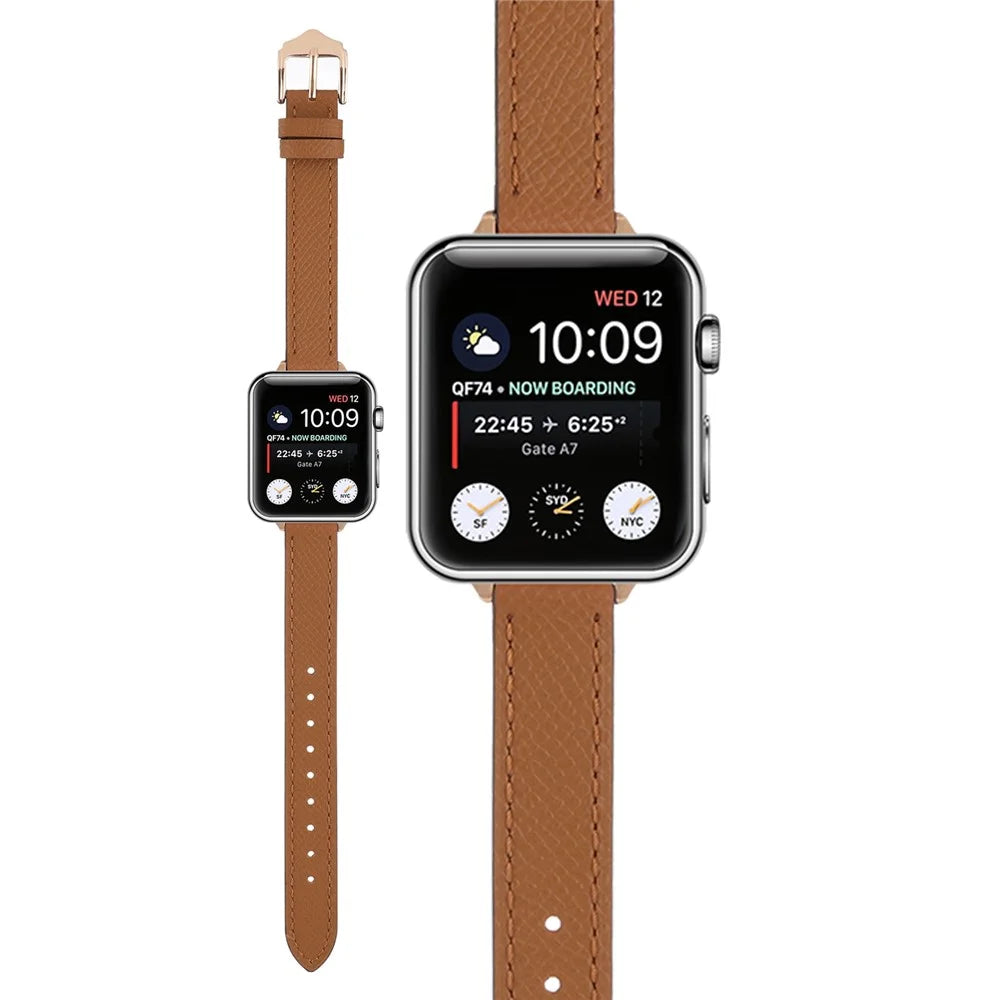 PU Leather Smart Watch Band Wrist Strap 14mm Width for Apple Watch Series 11 10 42mm / 9 8 7 41mm / SE3 SE2 SE 6 5 4 40mm / 3 2 1 38mm - Style 22 - 2