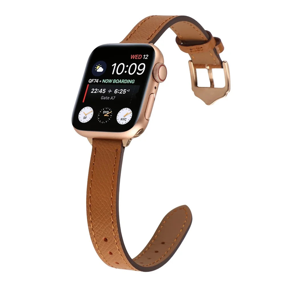 PU Leather Smart Watch Band Wrist Strap 14mm Width for Apple Watch Series 11 10 42mm / 9 8 7 41mm / SE3 SE2 SE 6 5 4 40mm / 3 2 1 38mm - Style 22 - 3