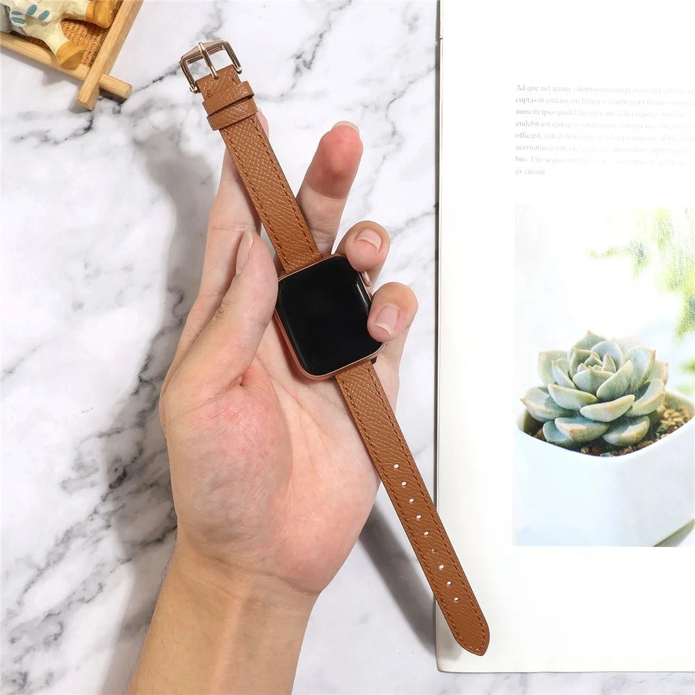 PU Leather Smart Watch Band Wrist Strap 14mm Width for Apple Watch Series 11 10 42mm / 9 8 7 41mm / SE3 SE2 SE 6 5 4 40mm / 3 2 1 38mm - Style 22 - 5