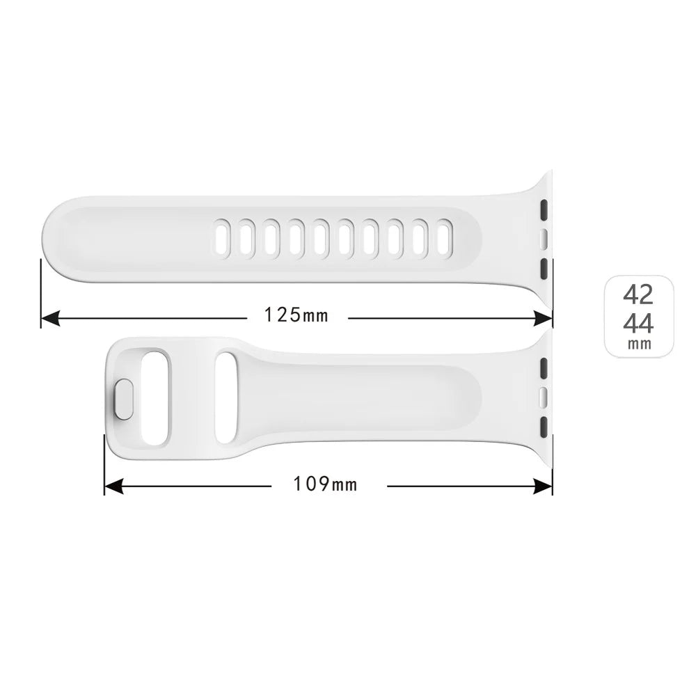 Silicone Smart Watch Band Adjustable Wrist Strap for Apple Watch Ultra 3 2 1 49mm / Series 11 10 46mm / 9 8 7 45mm / SE3 SE2 SE 6 5 4 44mm / 3 2 1 42mm - White - 4