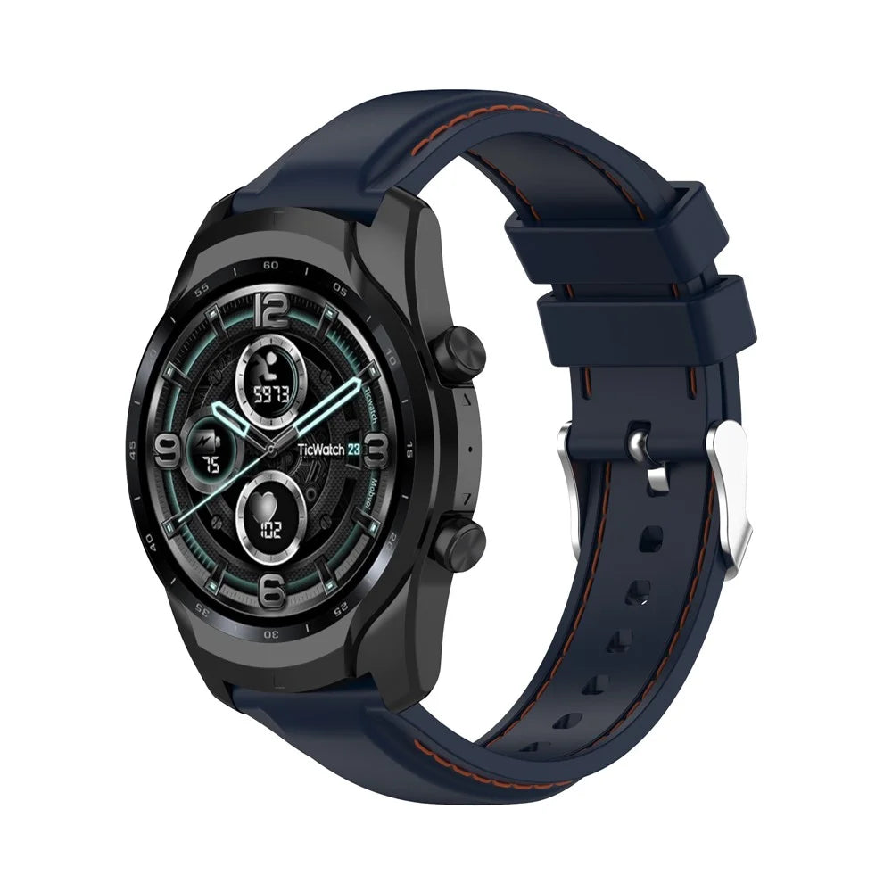 22mm Universal Soft Silicone Smart Watch Band Adjustable Replacement Watch Straps for Ticwatch Pro 3/Lite Pro 3/2020/GTX/E2/S2/Watch Correa - Dark Blue - 2